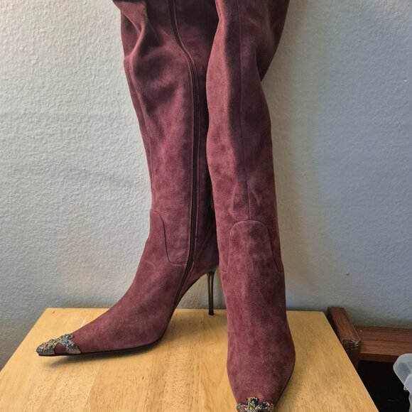 Lazzaro Fur-Lined Suede High Heeled Boots – Never Worn, 10 US (41 EU) - Picture 4 of 5